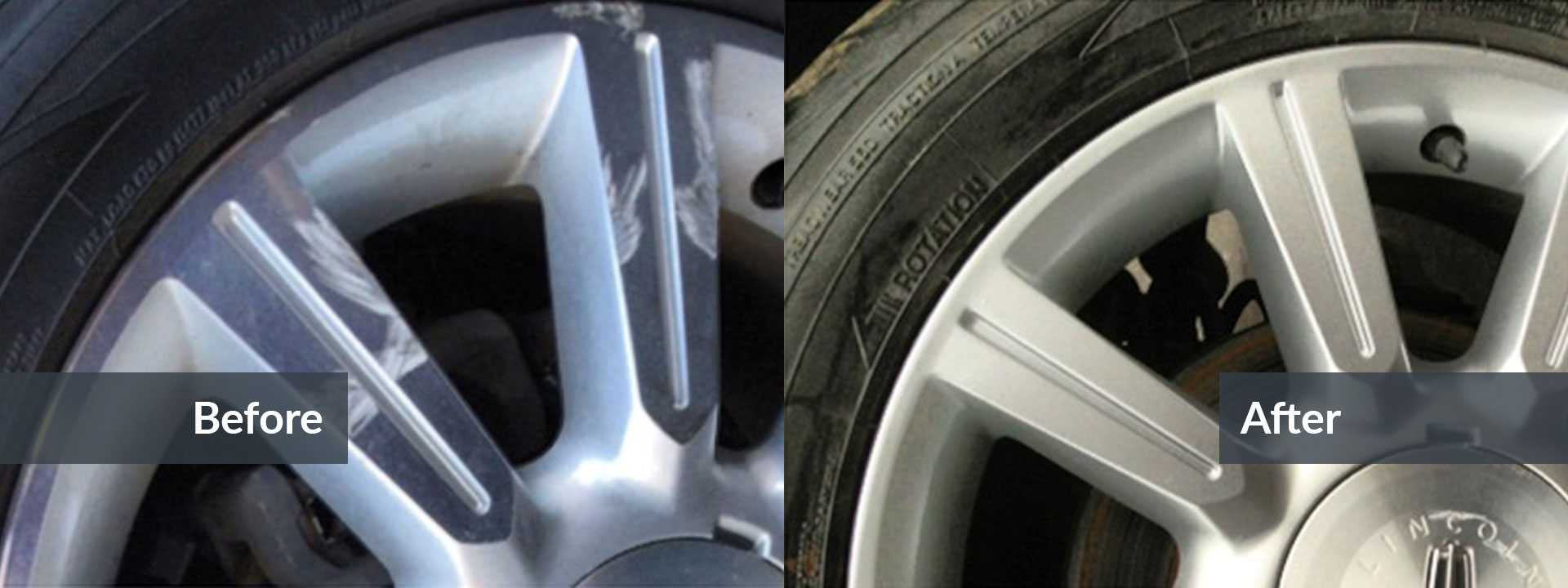 before and after machined wheel repair