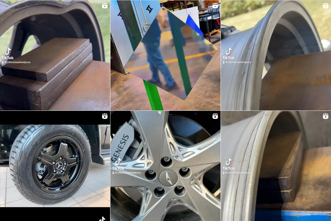 Stills from Ultimate Wheel Pros wheel repair videos on TikTok Stills from Ultimate Wheel Pros wheel repair videos on TikTok
